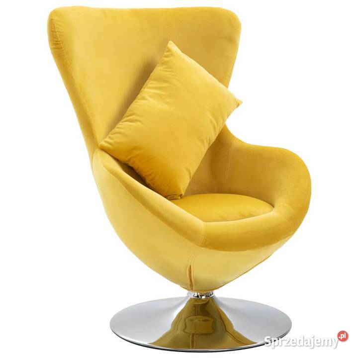 vidaXL Fotel obrotowy z poduszką, żółty, 248468