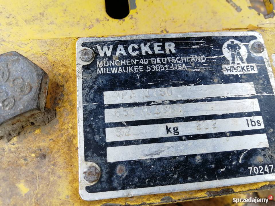 Zagęszczarka gruntu ubijarka WACKER VPA1750 małopolskie Nowy Sącz sprzedam