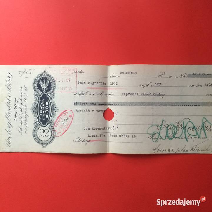 1532 Weksel Wystawiony W Łomży 29