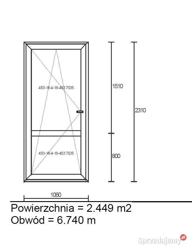 Drzwi balkonowe PCV 1060 x 2310 MAHOŃ ZEWNĄTRZ 231cm Krasnosielc