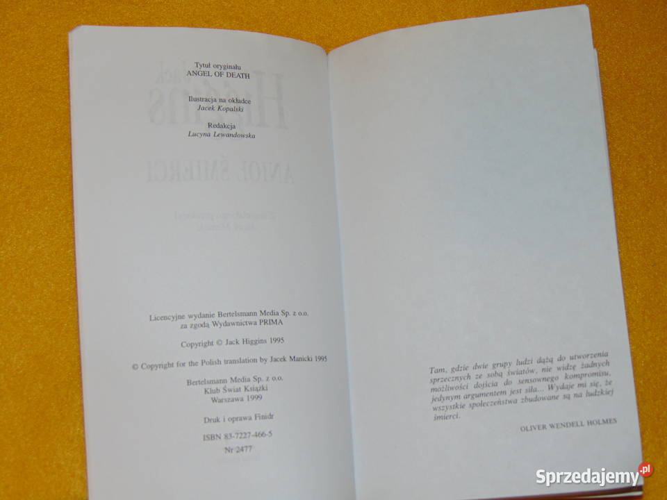Anioł śmierci Jack Higgins miękka Proza i poezja Lublin