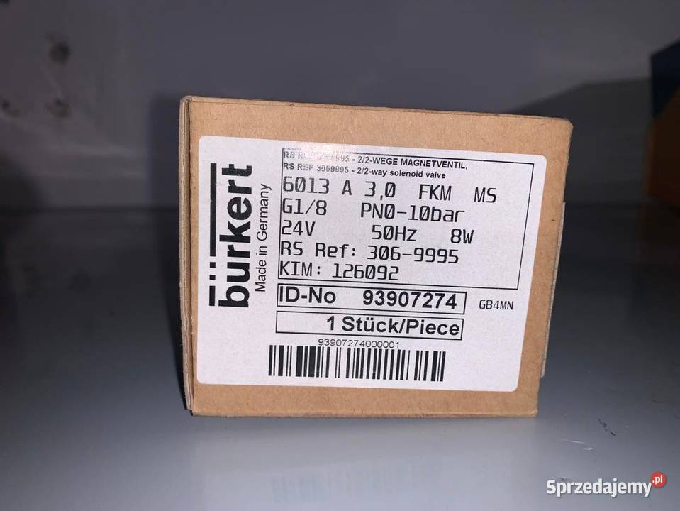 G18 24V DC Brass Solenoid Valve 010bar Gas Warszawa sprzedam