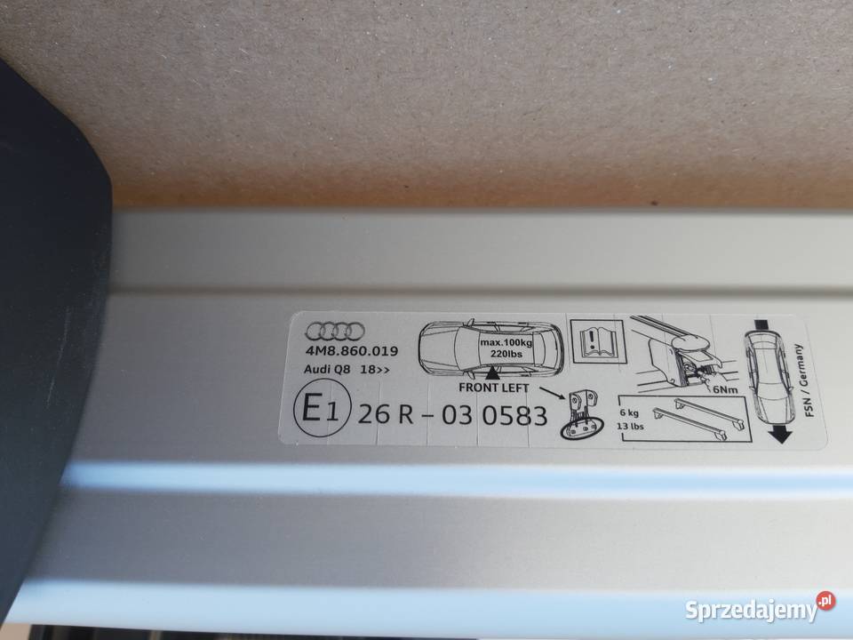 AUDI Q8 SQ8 RSQ8 RELINGI DACHOWE 4M886019 osobowe Trzciel sprzedam
