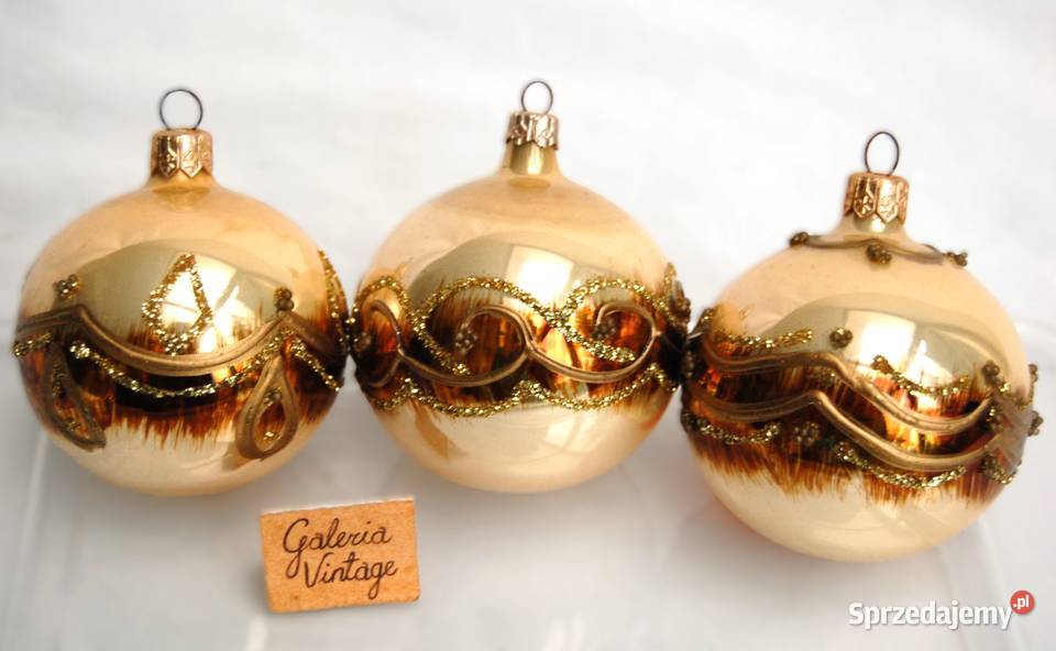 Bombki szklane ręcznie malowane złotobrązowe Lublin