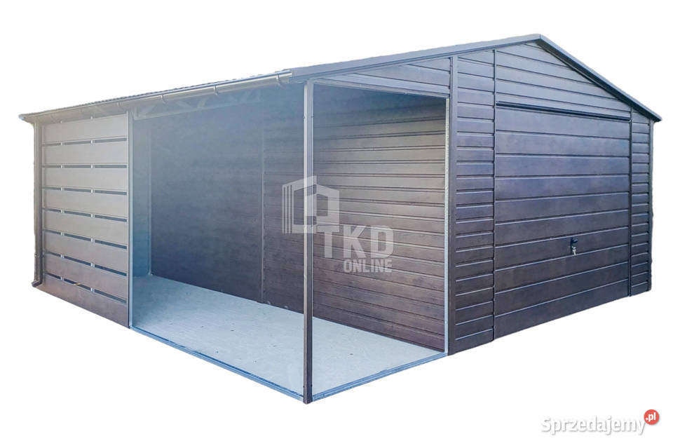 Garaż Blaszany 45x6m Wiata 2m Brama Uchylna Okno