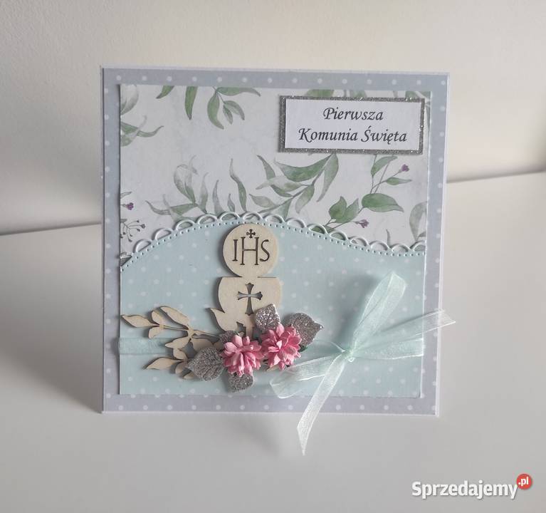 Kartka ręcznie robiona Komunia Święta handmade Łódź
