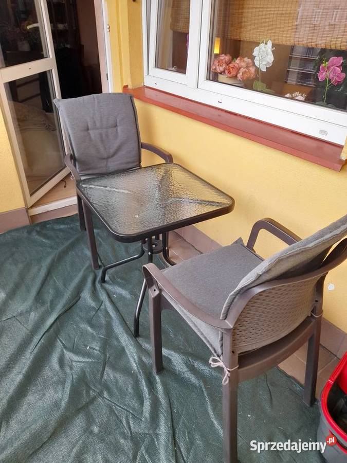 Stolik balkonowy plus 2 krzesla Krzesła ogrodowe mazowieckie