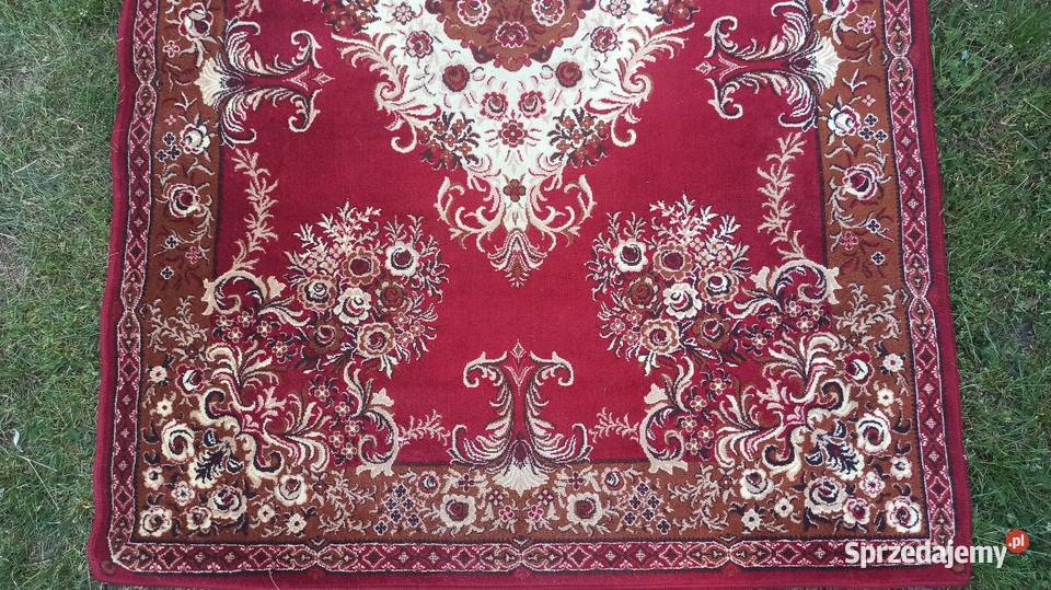 Wełniany dywan w czerwony wzór ok 150x270 Wieluń