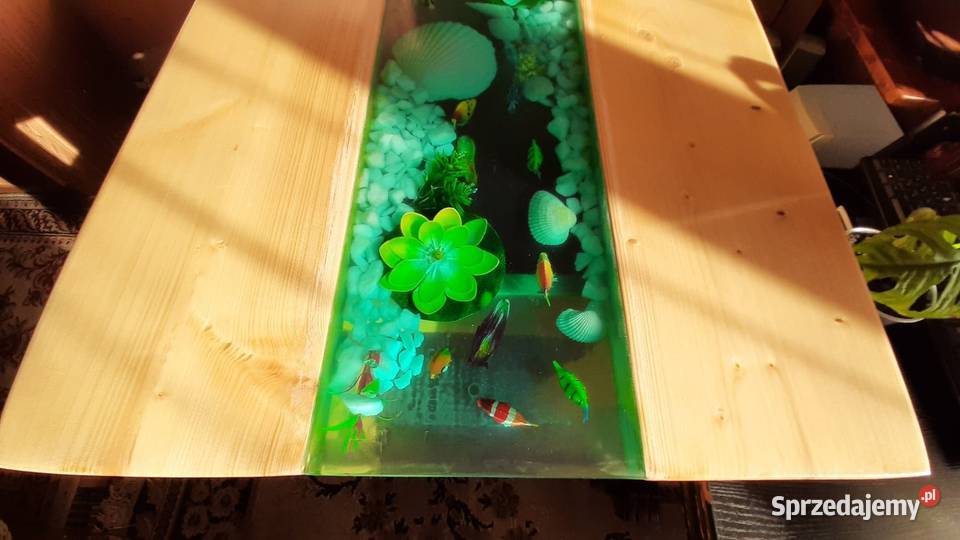 Stół z żywicy epoksydowej akwarium rybki małopolskie Stary Sącz