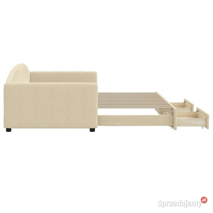 Sofa rozsuwana z szufladami kremowa tkanina Warszawa