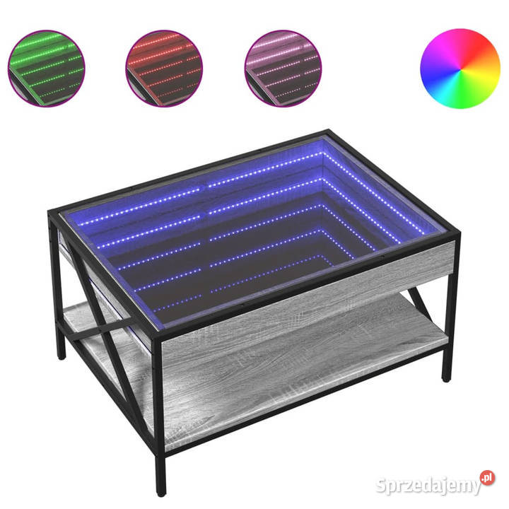 Stolik kawowy z LED Infinity szary dąb sonoma Warszawa