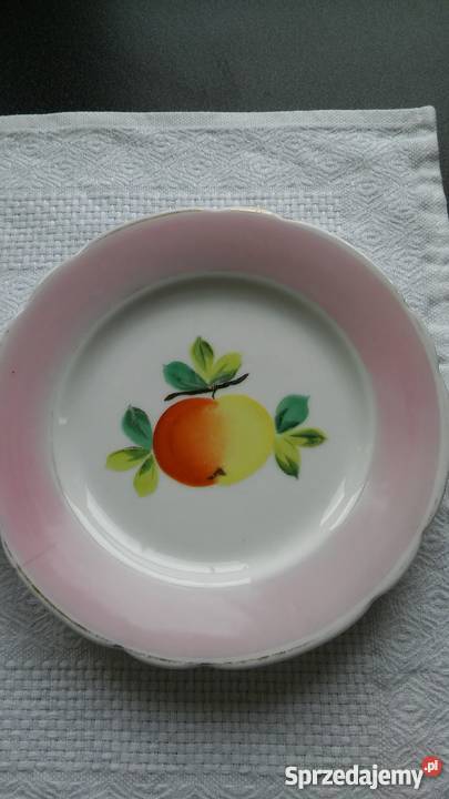 Komplet talerzyków XIX urocze zdobienie talerz