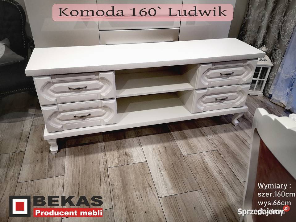 Biala Ekskluzywna Witryna z komodą Biały Dąb 199cm mazowieckie Ostrów Mazowiecka
