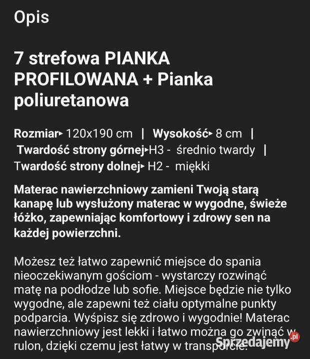 FDM Materac nawierzchniowy 120x190 masujacy Warszawa