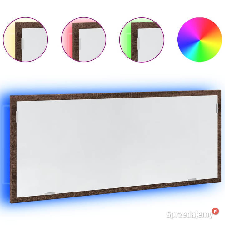 Lustro łazienkowe z LED brązowy dąb 100x85x37 mazowieckie