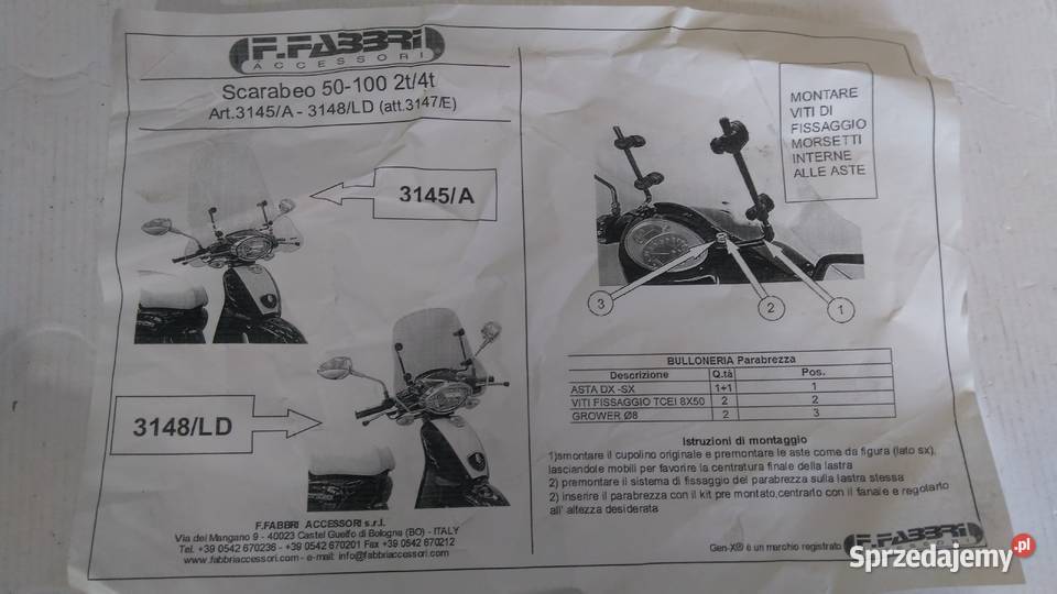 SZYBA OWIEWKA OSŁONA FABBRI MADE IN ITALY Bielsk Podlaski