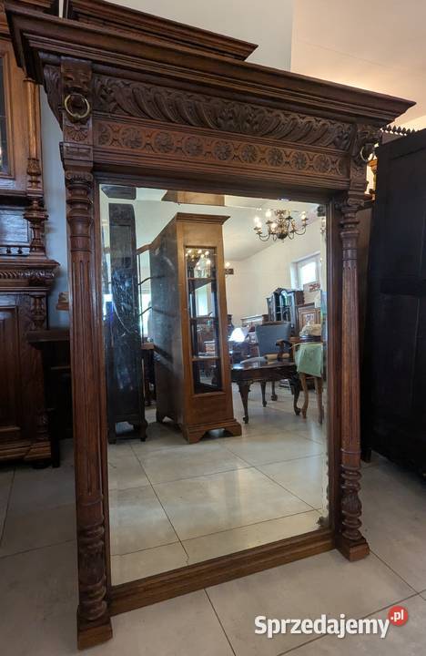 Piękne dębowe lustro neorenesansowesklep Dąbrowa