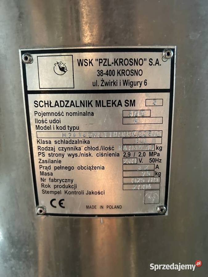 Schładzarka do mleka 300L Hodowla bydła Marianów