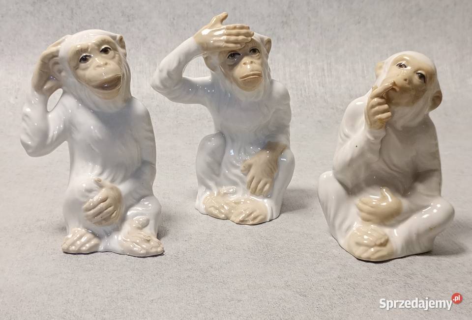 TENGRA Porcelanowe figury Małp Małpa Trzy Mądre