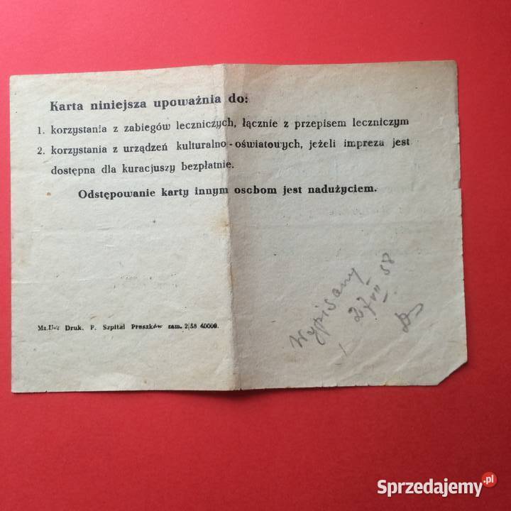 1674 Karta Sanatoryjna I Karta Wypisu Szczecin