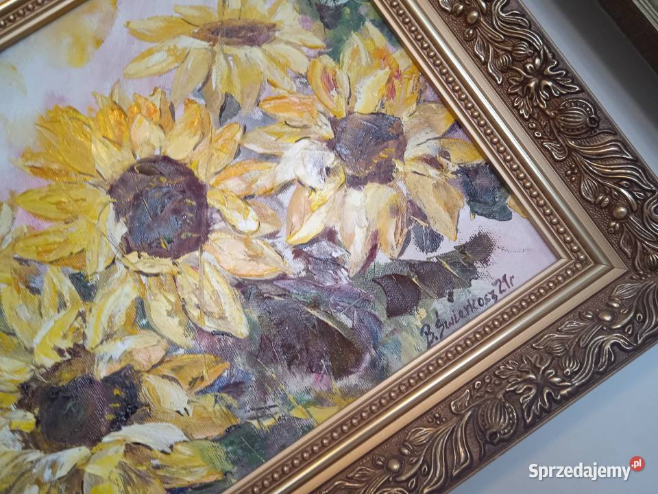 Obraz olejny RADOŚĆ W SŁONECZNIKACH Malarstwo Rabka-Zdrój sprzedam