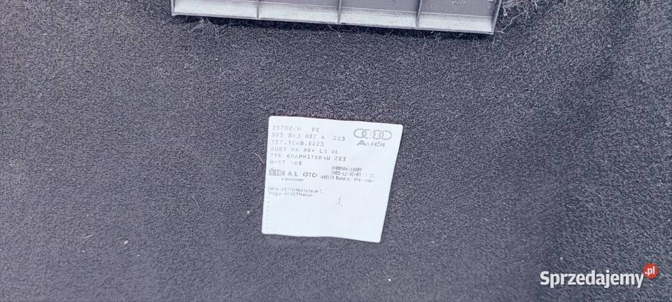 TAPICERKA BOCZEK BAGAŻNIKA AUDI A4 B6 8E0863887A Przystajń