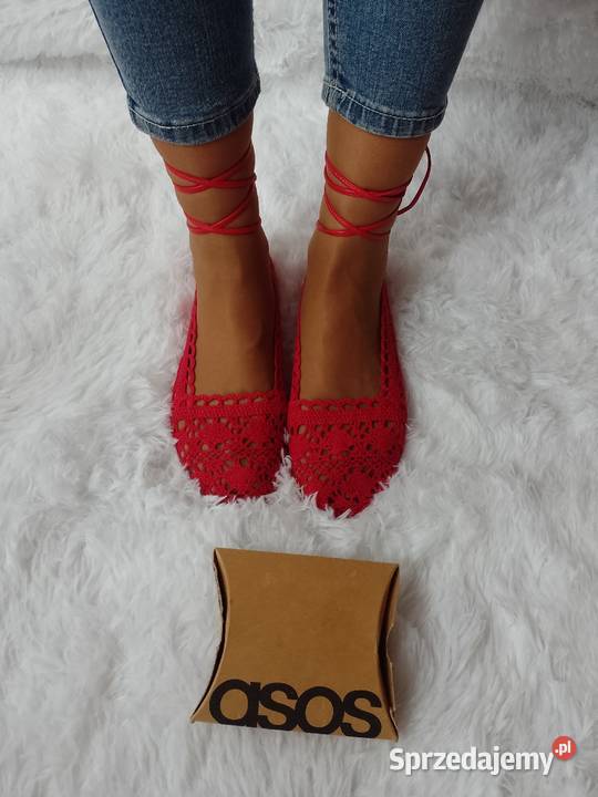 39 ASOS DesignCzerwone baleriny ażurowe z małopolskie Kraków sprzedam
