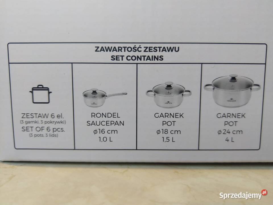 NAJTANIEJ Zestaw Garnków Garnki Rondel GERLACH 6 śląskie Zabrze