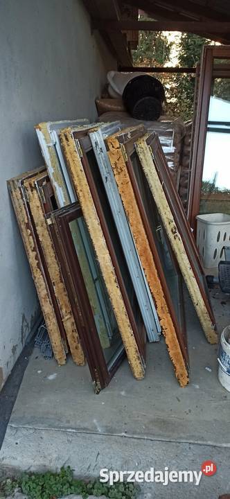 Okna drzwi balkonowe drewniane z demontażu Koziarnia