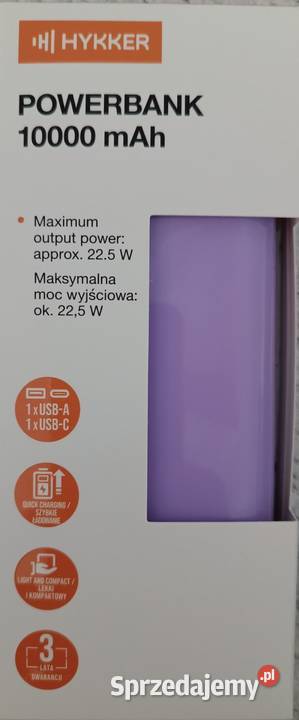 HYKKER powerbank 10000 mAh 225 W NOWY Ełk sprzedam