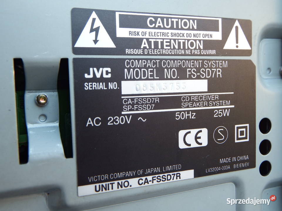 Wieża stereo HIFI JVC FSSD7Rsuper stanPiękny sprzedam