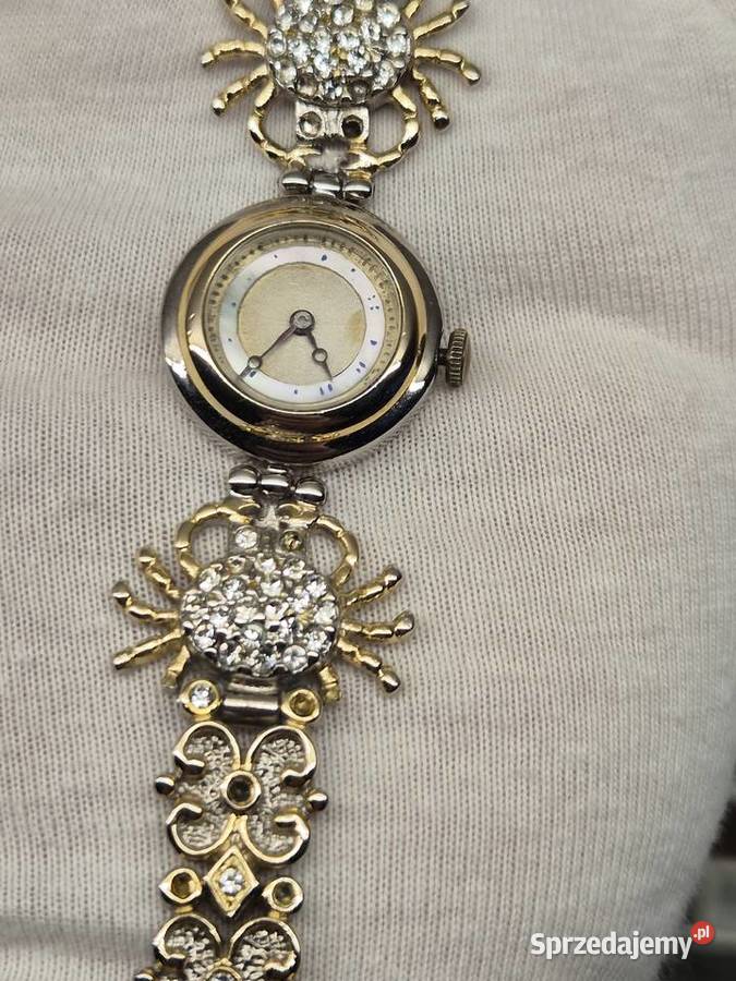 Vintage piękny biżuteryjny zegarek szwajcarski