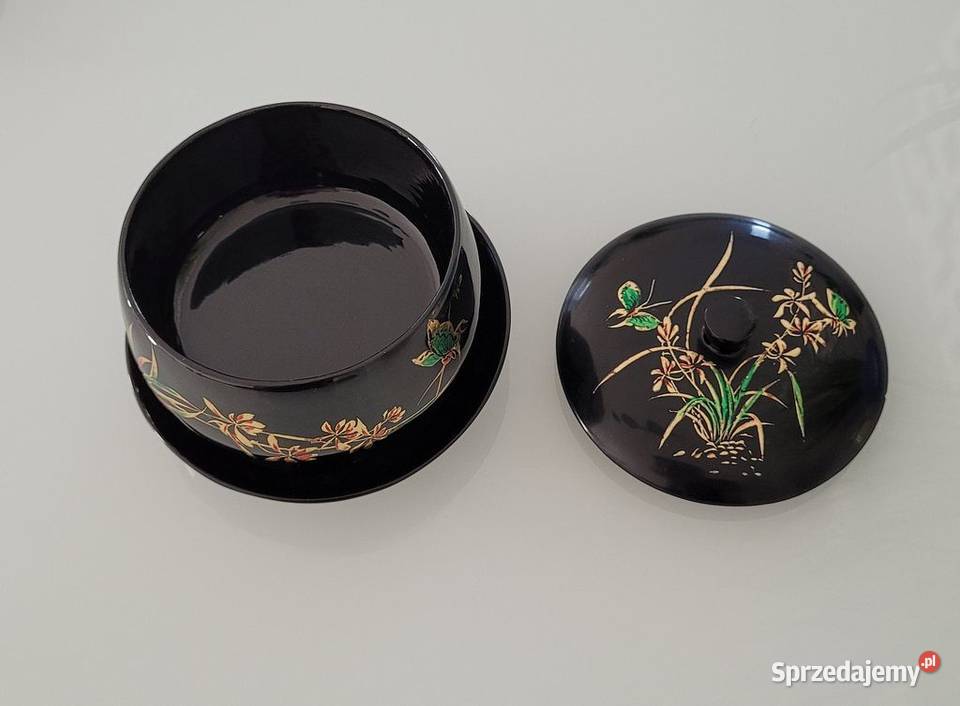 Stara SZKATUŁKA PUZDERKO drewno laka PRL 2 Poznań