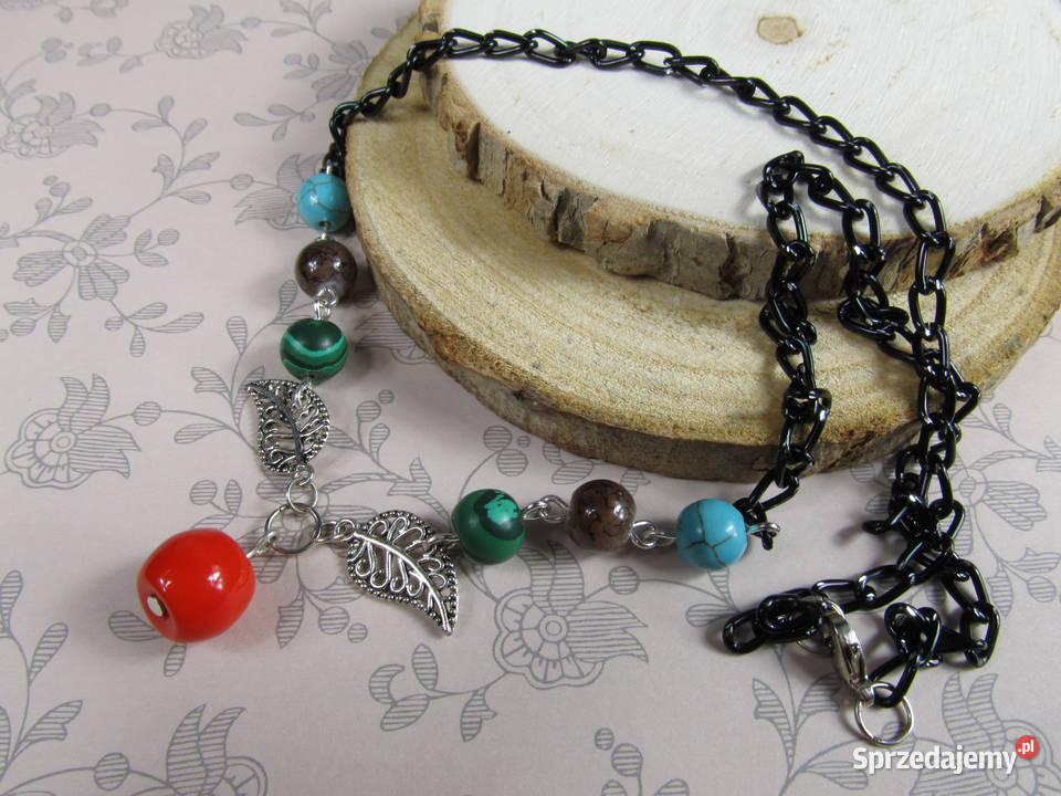 Naszyjnik turkusowy brązowy zielony czerwony śląskie Katowice