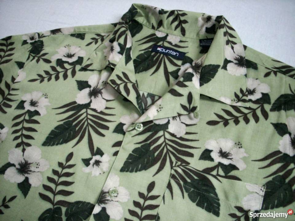 Puritan Letnia Koszula Męska Wzorzysta XL liście Rozmiar XL małopolskie