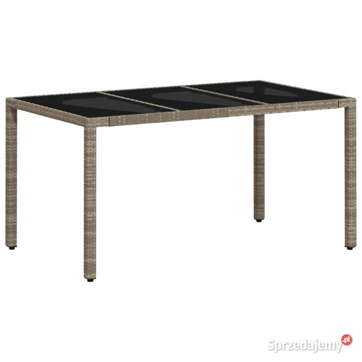 Stół ogrodowy ze szklanym blatem szary 150x90x75 mazowieckie Warszawa