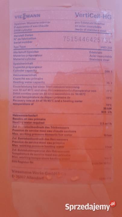 Bojler nierdzewny Viessmann 200l dwupłaszcz sprzedam