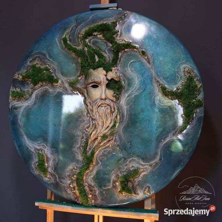 Obraz żywica epoksydowa rzeźba plus mech