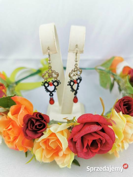 Kolczyki frywolitkowe różne wzory i kolory Wiśniowa