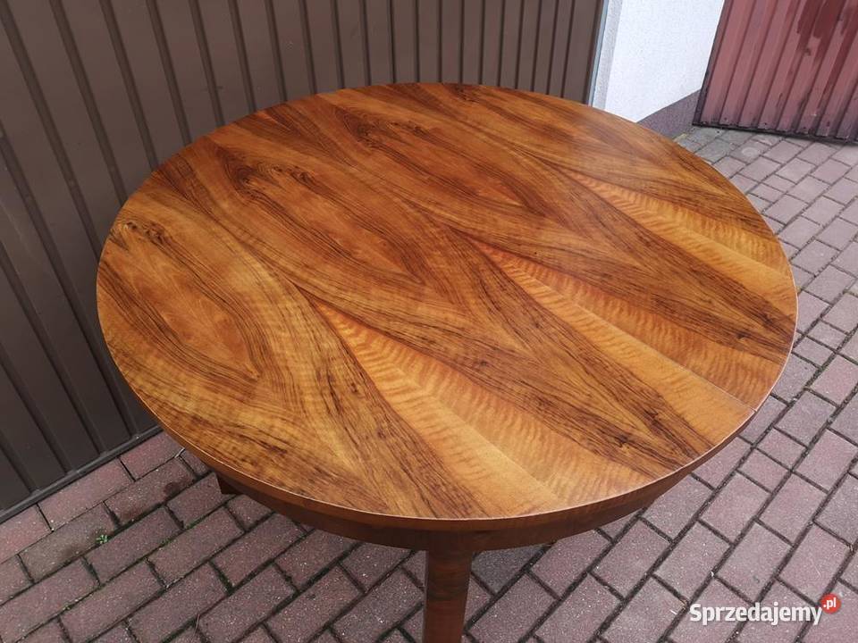 Stół ArtDeco Okrągły Orzech Zgrabny Antyk Stary Swarzędz sprzedam