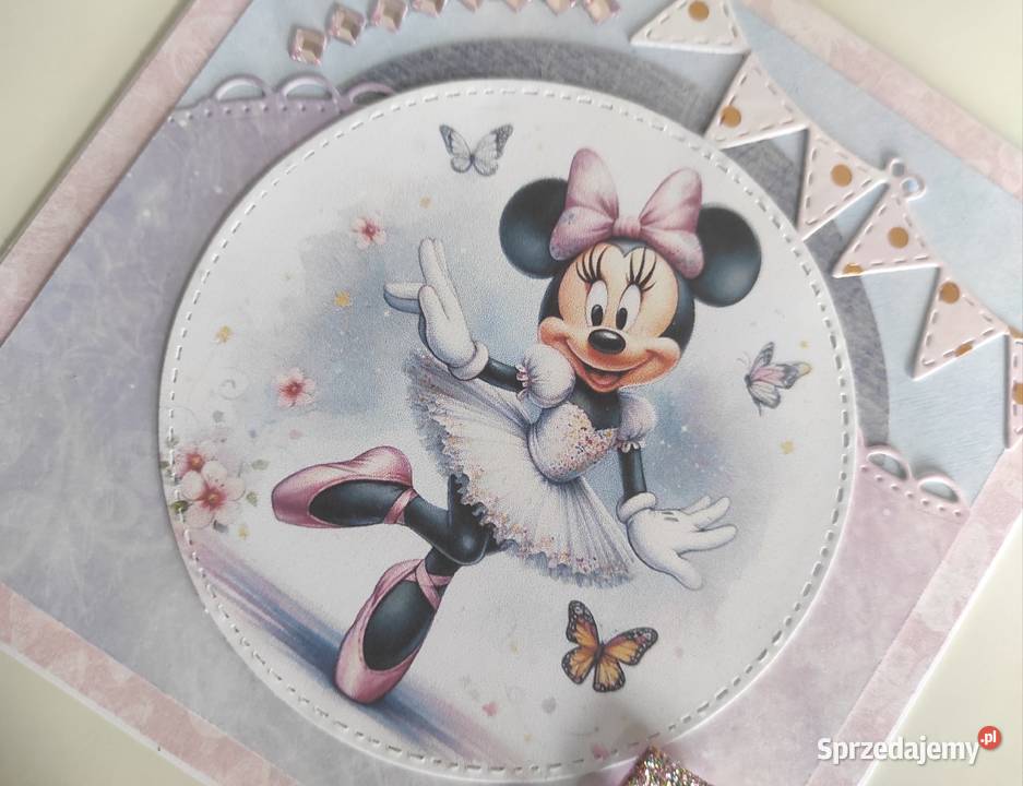 Kartka urodzinowa ręcznie robiona Myszka Minnie łódzkie Łódź