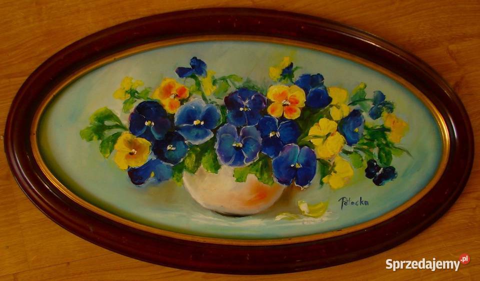 Bratki w ramie owalnej drewnianej 3060 dostępny Błonie