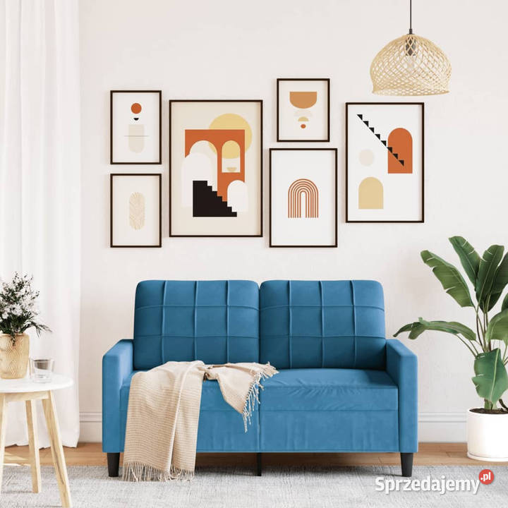 Sofa 2osobowa niebieski 120 tapicerowana