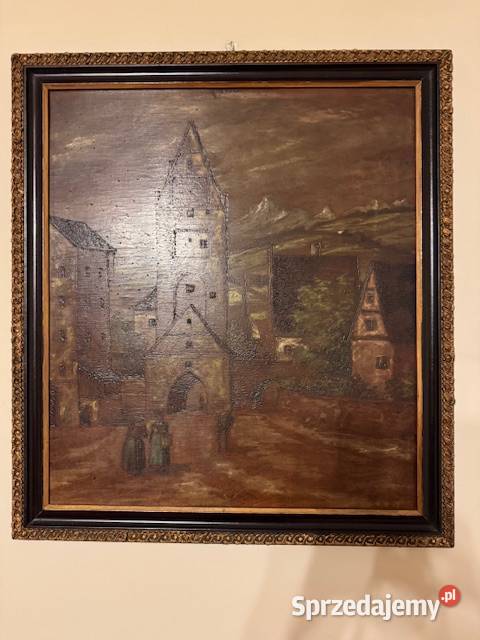 Obraz stary z czasów PRL lata60te antyk w ramie śląskie Częstochowa