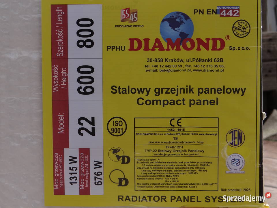 Nowy Grzejnik C22 600x800 PROMOCJA Zasilanie Szadek