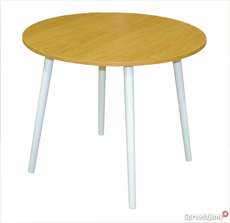 STÓŁ OKRĄGŁY 80 BIAŁY STOLIK ŁAWA BLAT DĄB MDF warmińsko-mazurskie Tołkiny