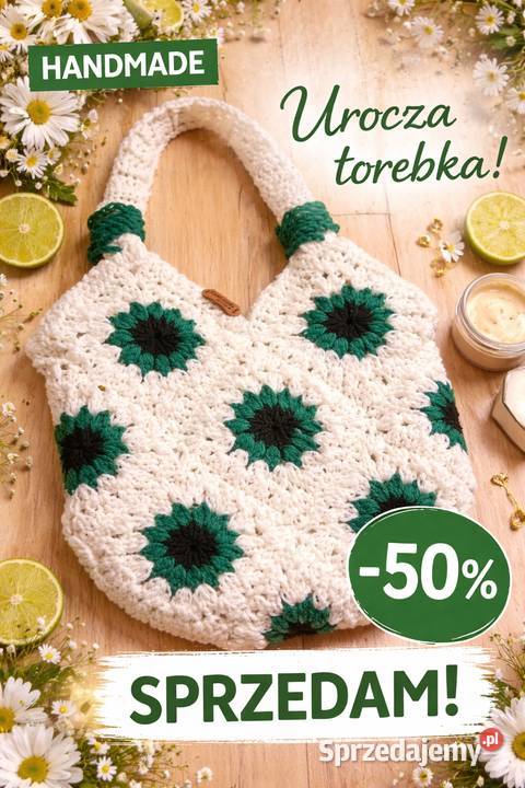 Torba na szydelku z kwadratow dolnośląskie Szczawno-Zdrój sprzedam