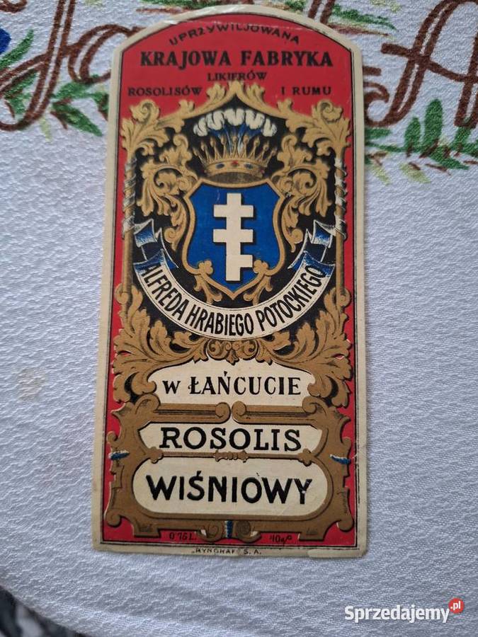 Naklejka na butelkę Rafinerii hrabów Potockich Łańcut