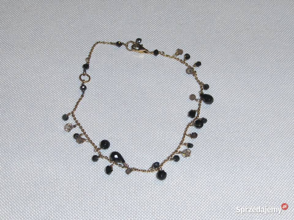WKruk Bransoletka srebrna pozłacana z czarnymi Bransoletki Łódź sprzedam