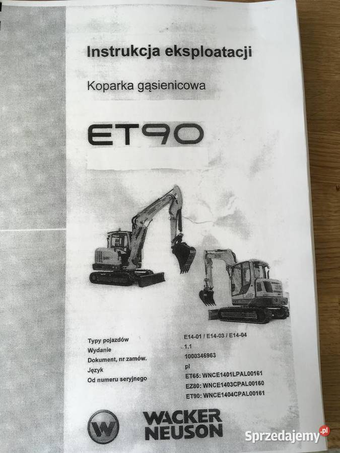 dtr instrukcja obsługi koparka wacker neuson Szczecin